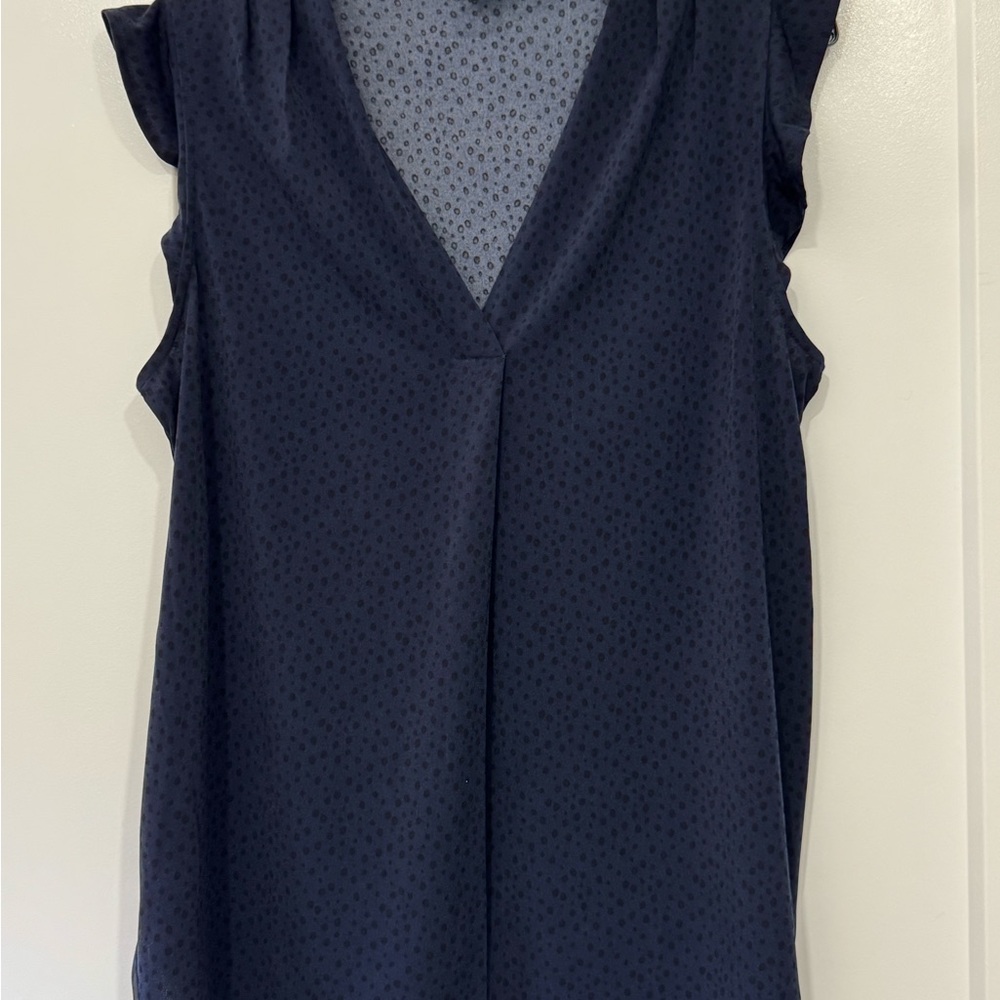 41 Hawthorn Dark Blue Blouse with Ruffle Sleeves